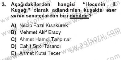 Cumhuriyet Dönemi Türk Şiiri Dersi 2012 - 2013 Yılı Tek Ders Sınav Soruları 3. Soru