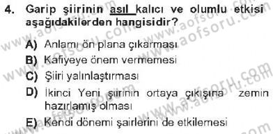 Cumhuriyet Dönemi Türk Şiiri Dersi 2012 - 2013 Yılı Tek Ders Sınav Soruları 4. Soru