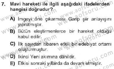 Cumhuriyet Dönemi Türk Şiiri Dersi 2012 - 2013 Yılı Tek Ders Sınav Soruları 7. Soru