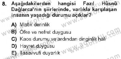 Cumhuriyet Dönemi Türk Şiiri Dersi 2012 - 2013 Yılı Tek Ders Sınav Soruları 8. Soru