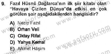 Cumhuriyet Dönemi Türk Şiiri Dersi 2012 - 2013 Yılı Tek Ders Sınav Soruları 9. Soru