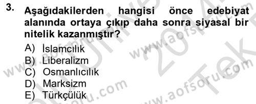 Cumhuriyet Dönemi Türk Şiiri Dersi 2014 - 2015 Yılı Tek Ders Sınav Soruları 3. Soru