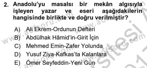 Cumhuriyet Dönemi Türk Şiiri Dersi 2016 - 2017 Yılı 3 Ders Sınav Soruları 2. Soru