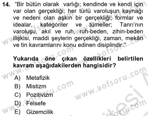 Cumhuriyet Dönemi Türk Şiiri Dersi 2016 - 2017 Yılı (Vize) Ara Sınav Soruları 14. Soru