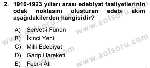 Cumhuriyet Dönemi Türk Şiiri Dersi 2017 - 2018 Yılı (Final) Dönem Sonu Sınav Soruları 2. Soru