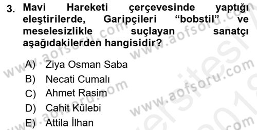 Cumhuriyet Dönemi Türk Şiiri Dersi 2017 - 2018 Yılı (Final) Dönem Sonu Sınav Soruları 3. Soru