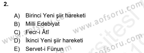 Cumhuriyet Dönemi Türk Şiiri Dersi Ara Sınavı Deneme Sınav Soruları 2. Soru