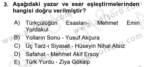 Cumhuriyet Dönemi Türk Şiiri Dersi Ara Sınavı Deneme Sınav Soruları 3. Soru