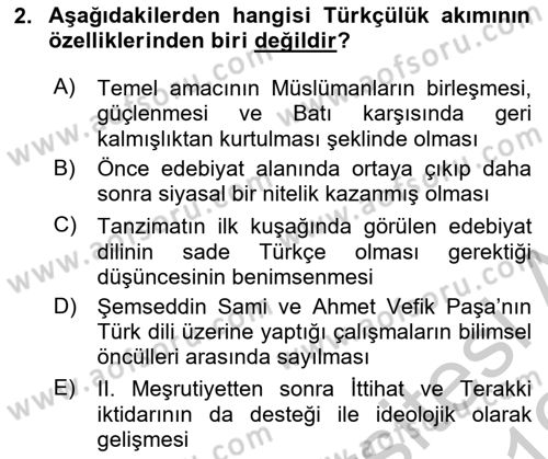 Cumhuriyet Dönemi Türk Şiiri Dersi 2018 - 2019 Yılı Yaz Okulu Sınav Soruları 2. Soru