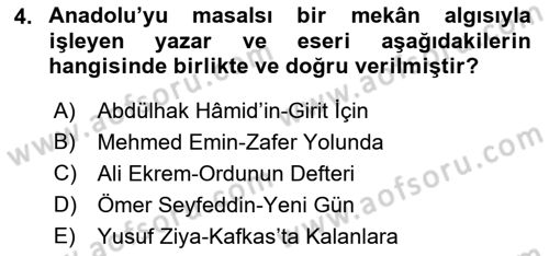 Cumhuriyet Dönemi Türk Şiiri Dersi 2019 - 2020 Yılı (Vize) Ara Sınav Soruları 4. Soru