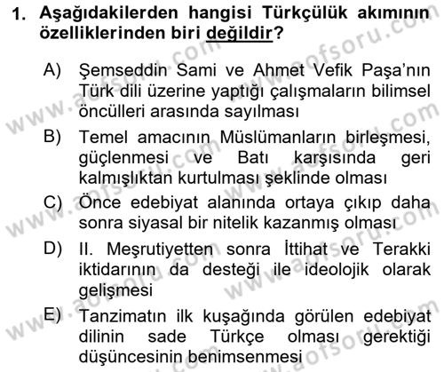 Cumhuriyet Dönemi Türk Şiiri Dersi 2019 - 2020 Yılı (Final) Dönem Sonu Sınav Soruları 1. Soru