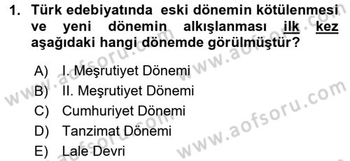 Cumhuriyet Dönemi Türk Şiiri Dersi 2020 - 2021 Yılı Yaz Okulu Sınav Soruları 1. Soru
