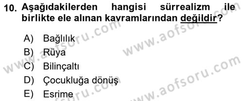 Cumhuriyet Dönemi Türk Şiiri Dersi 2021 - 2022 Yılı (Vize) Ara Sınav Soruları 10. Soru
