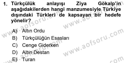 Cumhuriyet Dönemi Türk Şiiri Dersi 2022 - 2023 Yılı (Vize) Ara Sınav Soruları 1. Soru