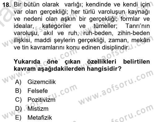 Cumhuriyet Dönemi Türk Şiiri Dersi 2022 - 2023 Yılı (Vize) Ara Sınav Soruları 18. Soru