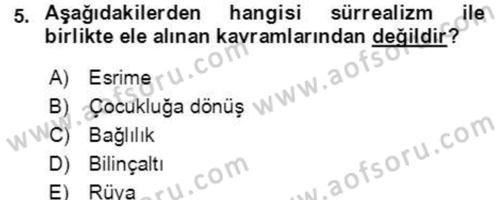 Cumhuriyet Dönemi Türk Şiiri Dersi 2022 - 2023 Yılı Yaz Okulu Sınav Soruları 5. Soru