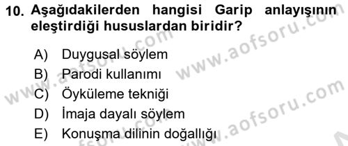 Cumhuriyet Dönemi Türk Şiiri Dersi 2023 - 2024 Yılı (Vize) Ara Sınav Soruları 10. Soru