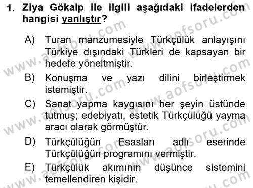 Cumhuriyet Dönemi Türk Şiiri Dersi 2023 - 2024 Yılı (Final) Dönem Sonu Sınav Soruları 1. Soru