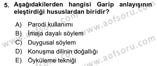Cumhuriyet Dönemi Türk Şiiri Dersi 2024 - 2025 Yılı Yaz Okulu Sınav Soruları 5. Soru