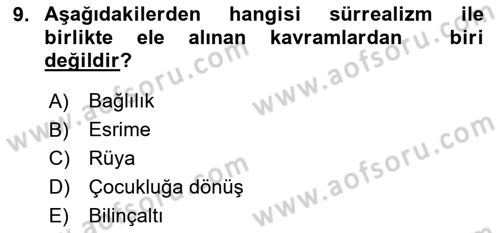 Cumhuriyet Dönemi Türk Şiiri Dersi 2025 - 2026 Yılı (Vize) Ara Sınav Soruları 9. Soru