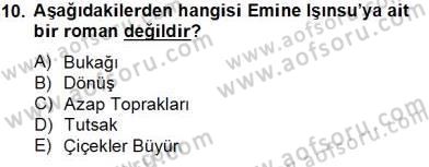 Çağdaş Türk Romanı Dersi 2013 - 2014 Yılı Tek Ders Sınav Soruları 10. Soru