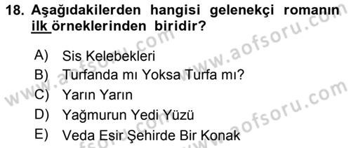 Çağdaş Türk Romanı Dersi 2017 - 2018 Yılı 3 Ders Sınav Soruları 18. Soru