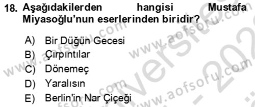 Çağdaş Türk Romanı Dersi 2021 - 2022 Yılı (Vize) Ara Sınav Soruları 18. Soru