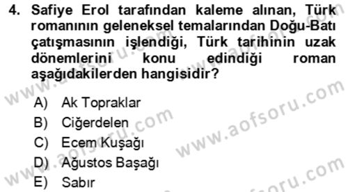 Çağdaş Türk Romanı Dersi 2021 - 2022 Yılı (Vize) Ara Sınav Soruları 4. Soru