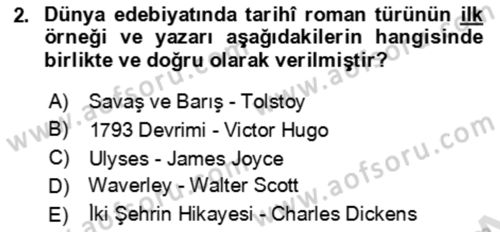 Çağdaş Türk Romanı Dersi 2023 - 2024 Yılı (Vize) Ara Sınav Soruları 2. Soru