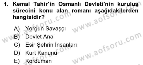 Çağdaş Türk Romanı Dersi 2024 - 2025 Yılı (Final) Dönem Sonu Sınav Soruları 1. Soru