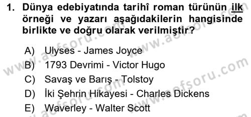 Çağdaş Türk Romanı Dersi 2024 - 2025 Yılı Yaz Okulu Sınav Soruları 1. Soru