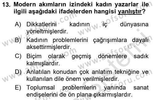 Çağdaş Türk Romanı Dersi 2024 - 2025 Yılı Yaz Okulu Sınav Soruları 13. Soru