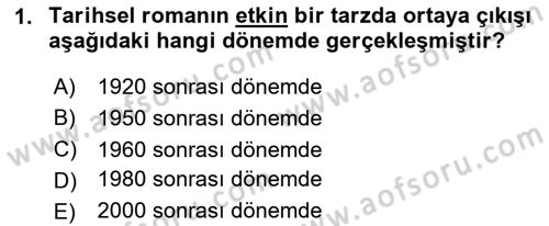 Çağdaş Türk Romanı Dersi 2025 - 2026 Yılı (Vize) Ara Sınav Soruları 1. Soru