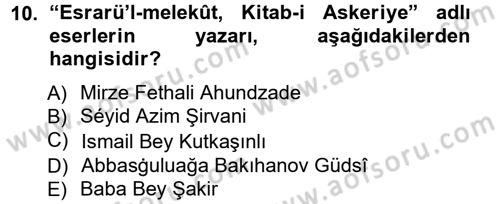Çağdaş Türk Edebiyatları 1 Dersi 2012 - 2013 Yılı (Vize) Ara Sınav Soruları 10. Soru