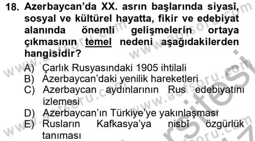 Çağdaş Türk Edebiyatları 1 Dersi 2012 - 2013 Yılı (Vize) Ara Sınav Soruları 18. Soru