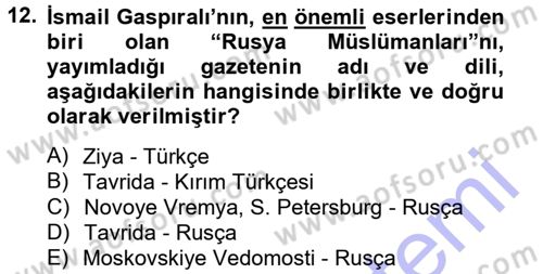 Çağdaş Türk Edebiyatları 1 Dersi 2012 - 2013 Yılı (Final) Dönem Sonu Sınav Soruları 12. Soru
