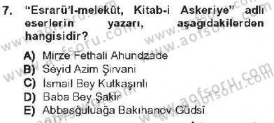 Çağdaş Türk Edebiyatları 1 Dersi 2012 - 2013 Yılı Tek Ders Sınav Soruları 7. Soru