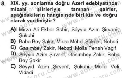 Çağdaş Türk Edebiyatları 1 Dersi 2012 - 2013 Yılı Tek Ders Sınav Soruları 8. Soru