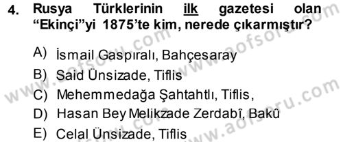Çağdaş Türk Edebiyatları 1 Dersi Ara Sınavı Deneme Sınav Soruları 4. Soru
