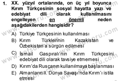 Çağdaş Türk Edebiyatları 1 Dersi 2013 - 2014 Yılı (Final) Dönem Sonu Sınav Soruları 1. Soru