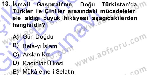 Çağdaş Türk Edebiyatları 1 Dersi 2013 - 2014 Yılı (Final) Dönem Sonu Sınav Soruları 13. Soru