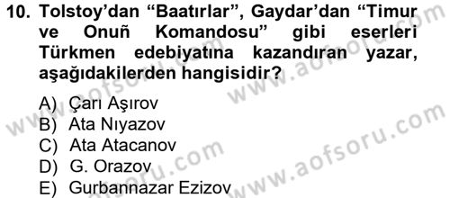 Çağdaş Türk Edebiyatları 1 Dersi 2013 - 2014 Yılı Tek Ders Sınav Soruları 10. Soru