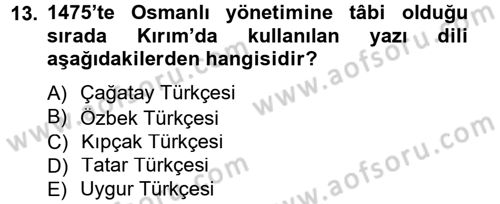 Çağdaş Türk Edebiyatları 1 Dersi 2013 - 2014 Yılı Tek Ders Sınav Soruları 13. Soru