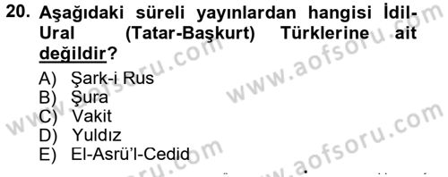 Çağdaş Türk Edebiyatları 1 Dersi 2013 - 2014 Yılı Tek Ders Sınav Soruları 20. Soru