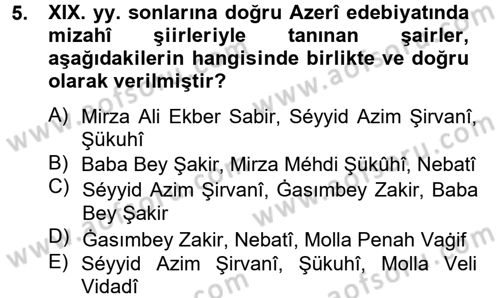 Çağdaş Türk Edebiyatları 1 Dersi 2013 - 2014 Yılı Tek Ders Sınav Soruları 5. Soru