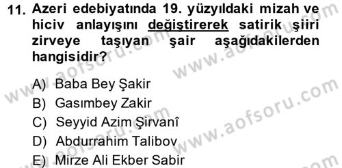 Çağdaş Türk Edebiyatları 1 Dersi Ara Sınavı Deneme Sınav Soruları 11. Soru