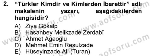 Çağdaş Türk Edebiyatları 1 Dersi Ara Sınavı Deneme Sınav Soruları 2. Soru