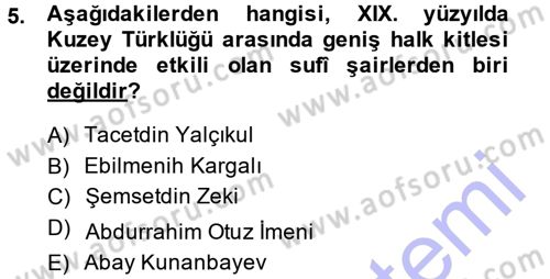 Çağdaş Türk Edebiyatları 1 Dersi Ara Sınavı Deneme Sınav Soruları 5. Soru