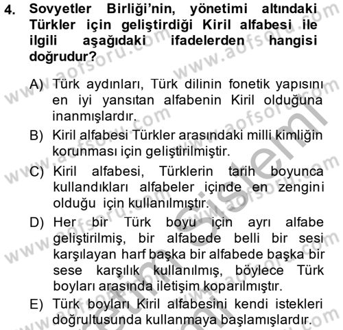 Çağdaş Türk Edebiyatları 1 Dersi 2014 - 2015 Yılı (Final) Dönem Sonu Sınav Soruları 4. Soru
