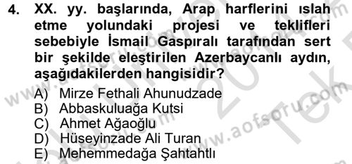 Çağdaş Türk Edebiyatları 1 Dersi 2014 - 2015 Yılı Tek Ders Sınav Soruları 4. Soru
